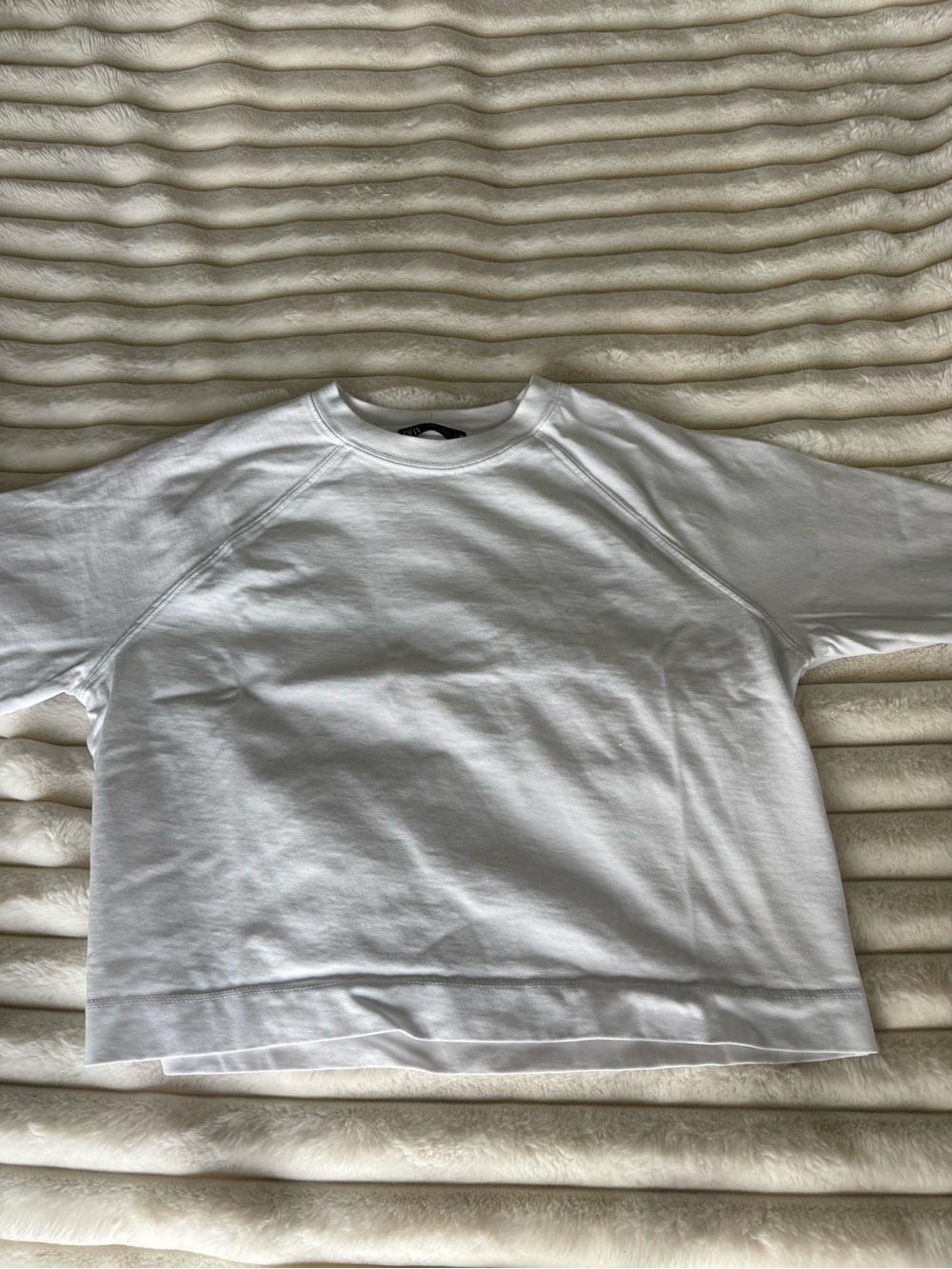 Zara White cropped Crewneck tee